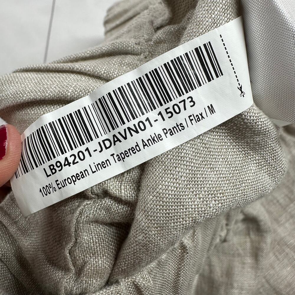 Quince Pants Womens Medium Flax Cream 100% European Linen Tapered Ankle Relaxed - Picture 5 of 12